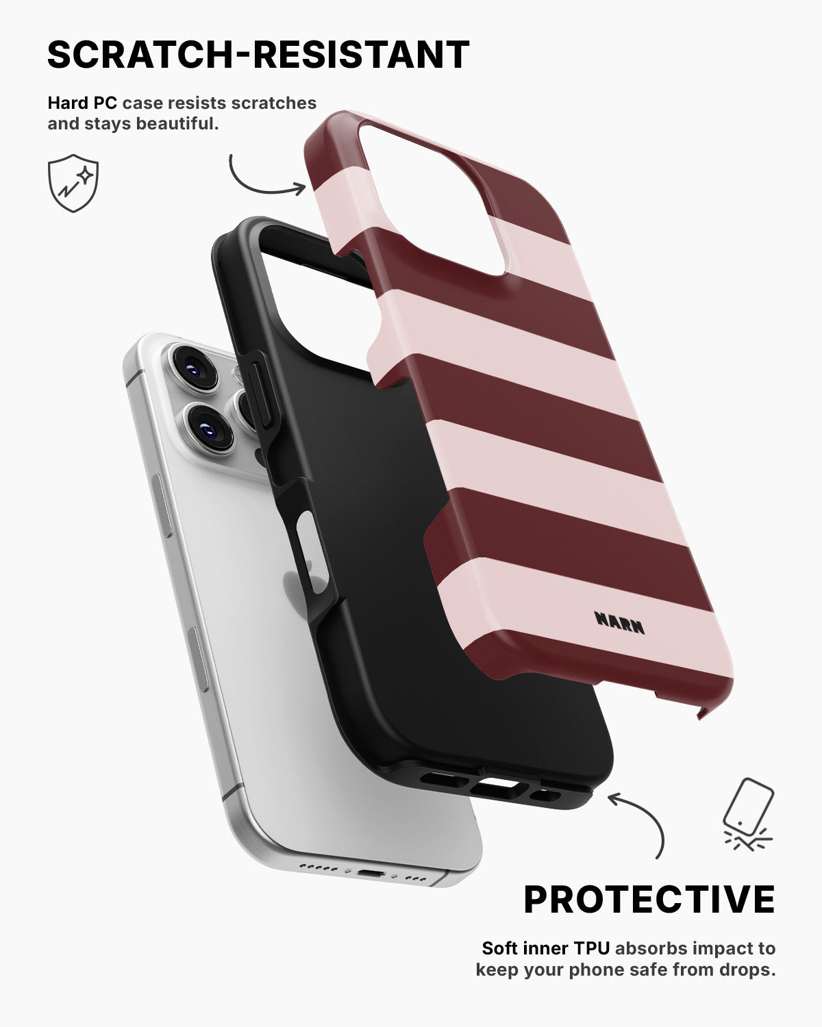 iPhone 16 Pro Tough Case – Cranberry Stripe - View 2