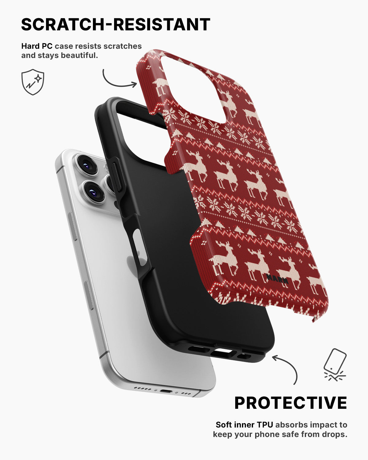 iPhone 16 Pro Tough Case – Reindeer Knit - View 2