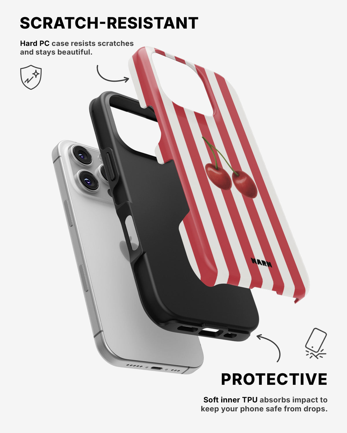 iPhone 16 Pro Tough Case – Cherry Stripes - View 2