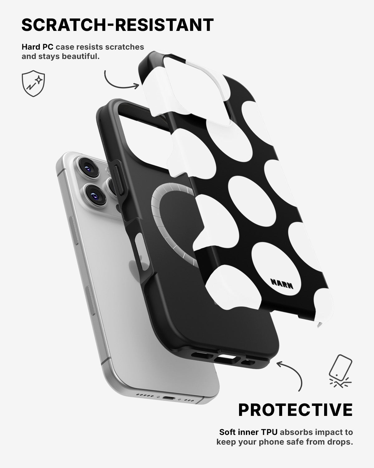 iPhone 16 Pro Tough Case – Bold Dots - View 2