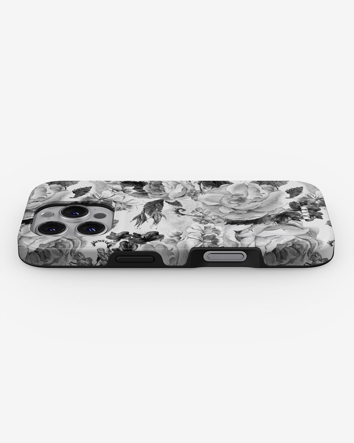 iPhone 16 Pro Tough Case – Black & White Bloom - View 3