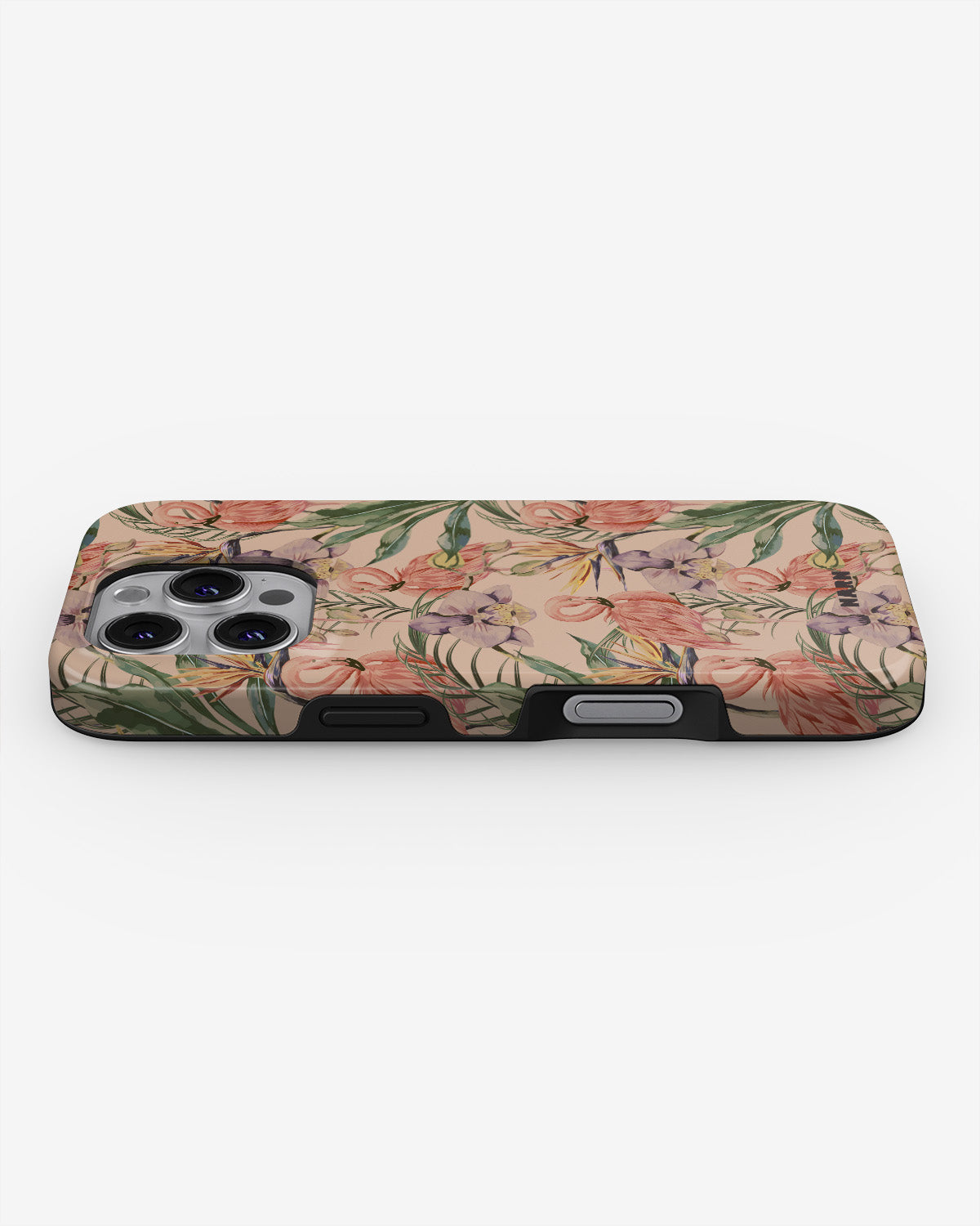 iPhone 16 Pro Tough Case – Flamingos & Flowers - View 3