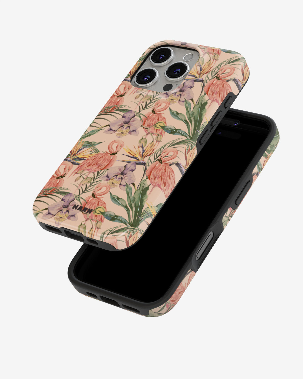 iPhone 16 Pro Tough Case – Flamingos & Flowers - View 4