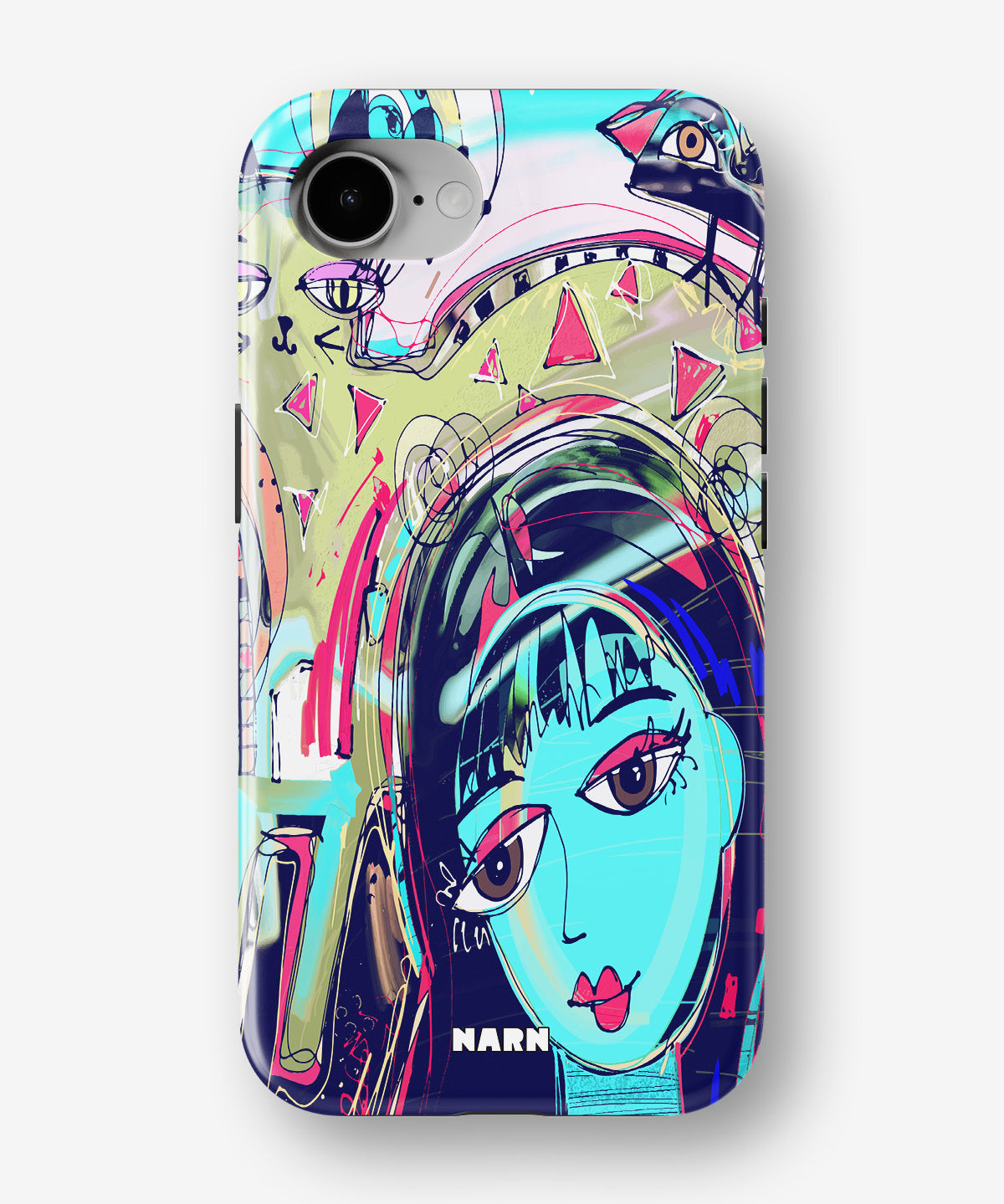 iPhone 16e Tough Case – Abstract Cat - View 1