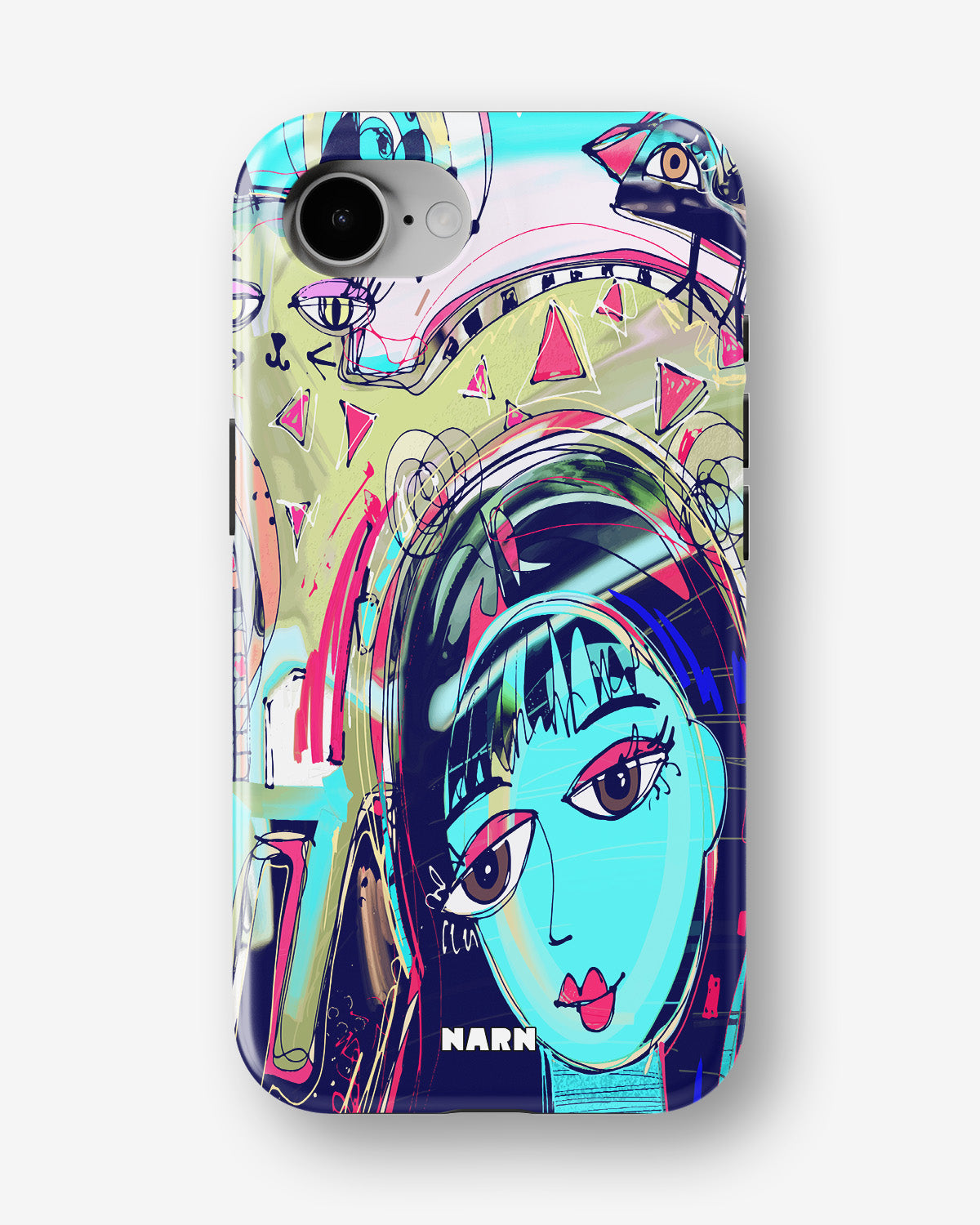 iPhone 16e Tough Case – Abstract Cat - View 1