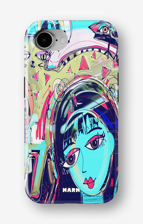 iPhone 16e Tough Case – Abstract Cat - View 1