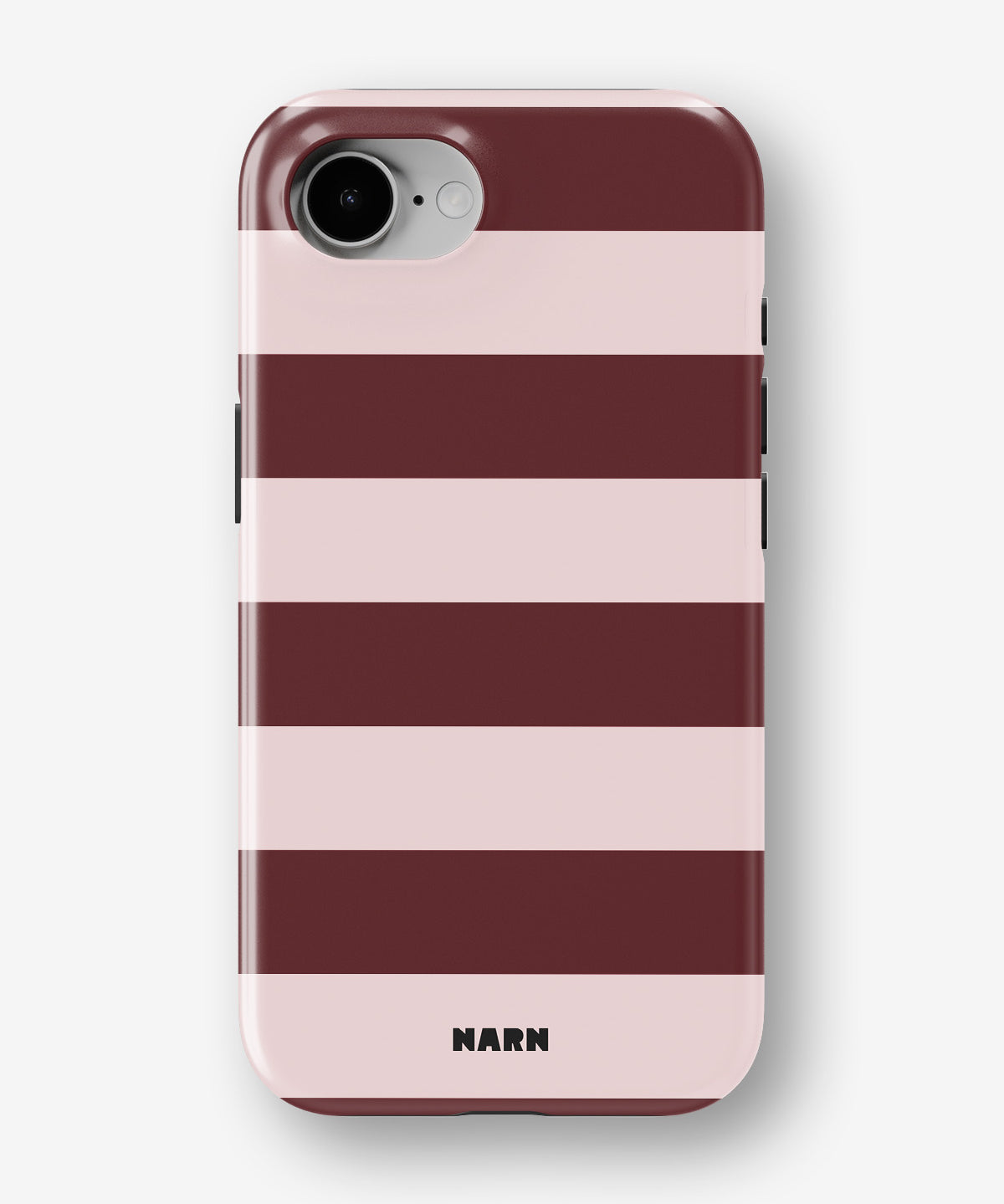 iPhone 16e Tough Case – Cranberry Stripe - View 1