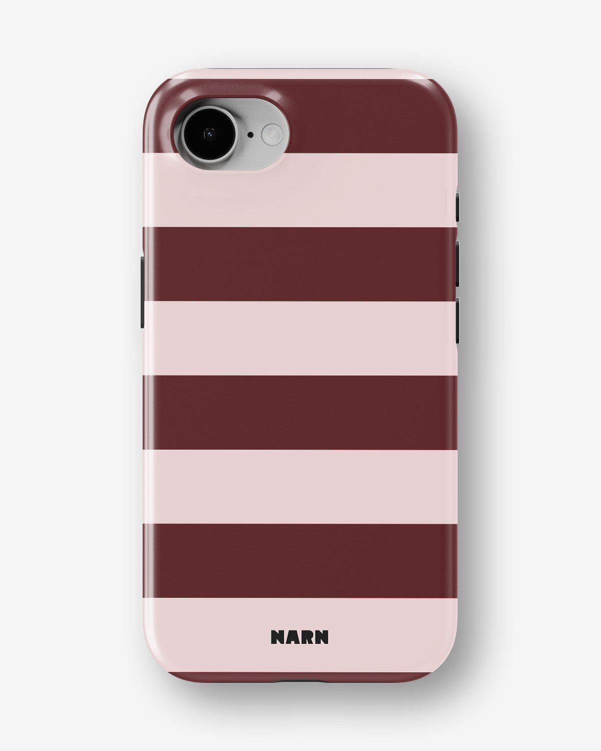iPhone 16e Tough Case – Cranberry Stripe - View 1