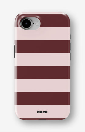 iPhone 16e Tough Case – Cranberry Stripe - View 1