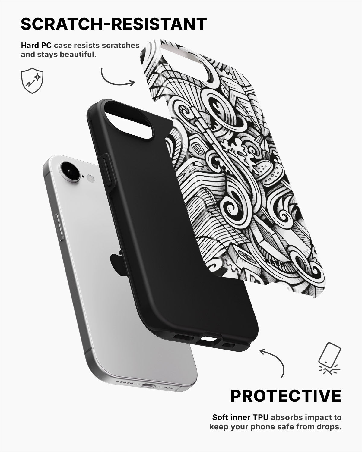 iPhone 16e Tough Case – Japanese Pattern - View 2