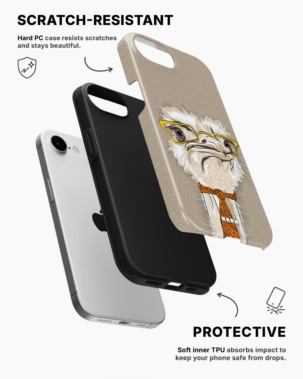 iPhone 16e Tough Case – Hipster Ostrich - View 2