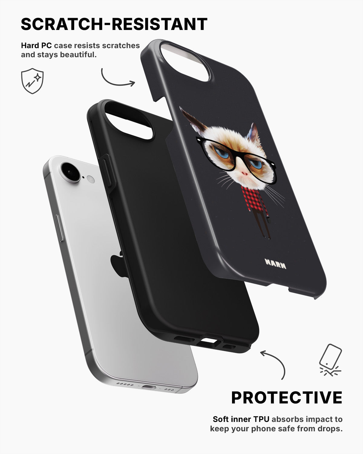 iPhone 16e Tough Case – Hipster Cat - View 2