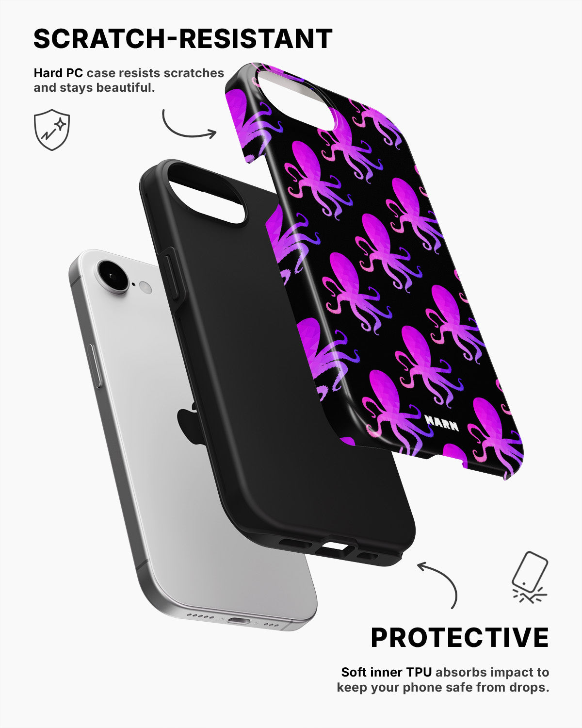 iPhone 16e Tough Case – Octopus Pattern - View 2