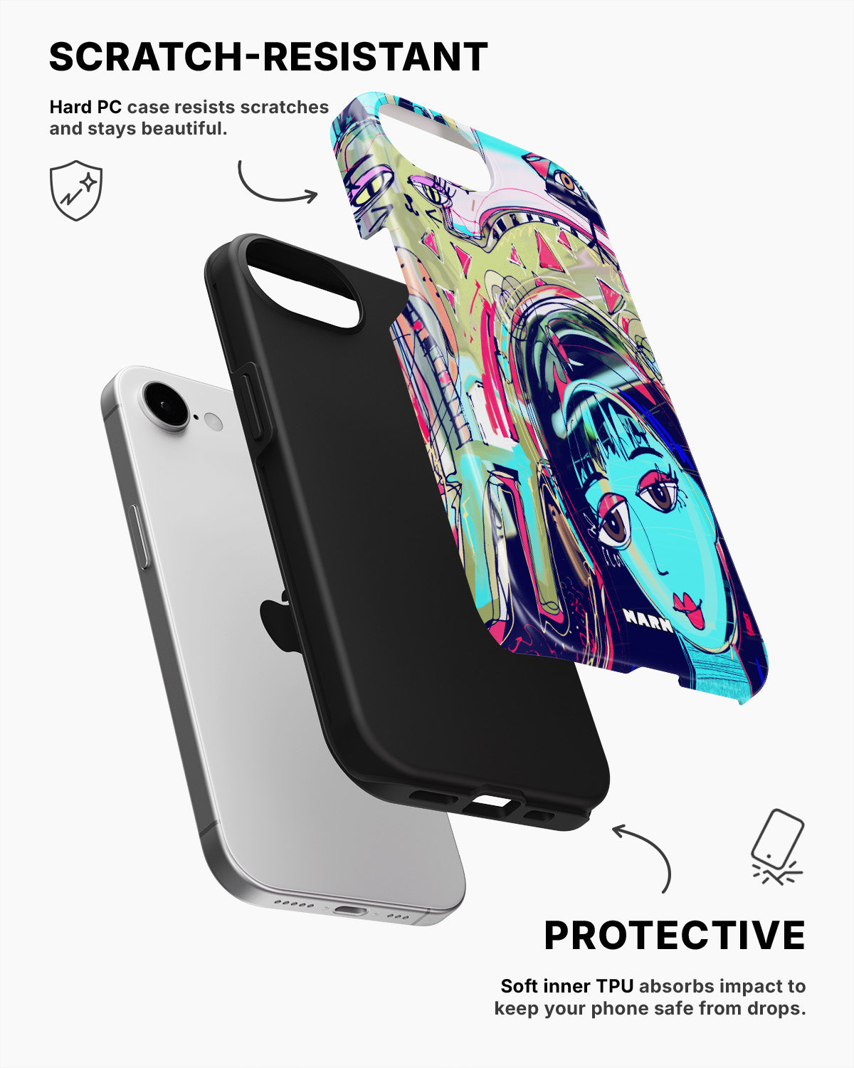 iPhone 16e Tough Case – Abstract Cat - View 2