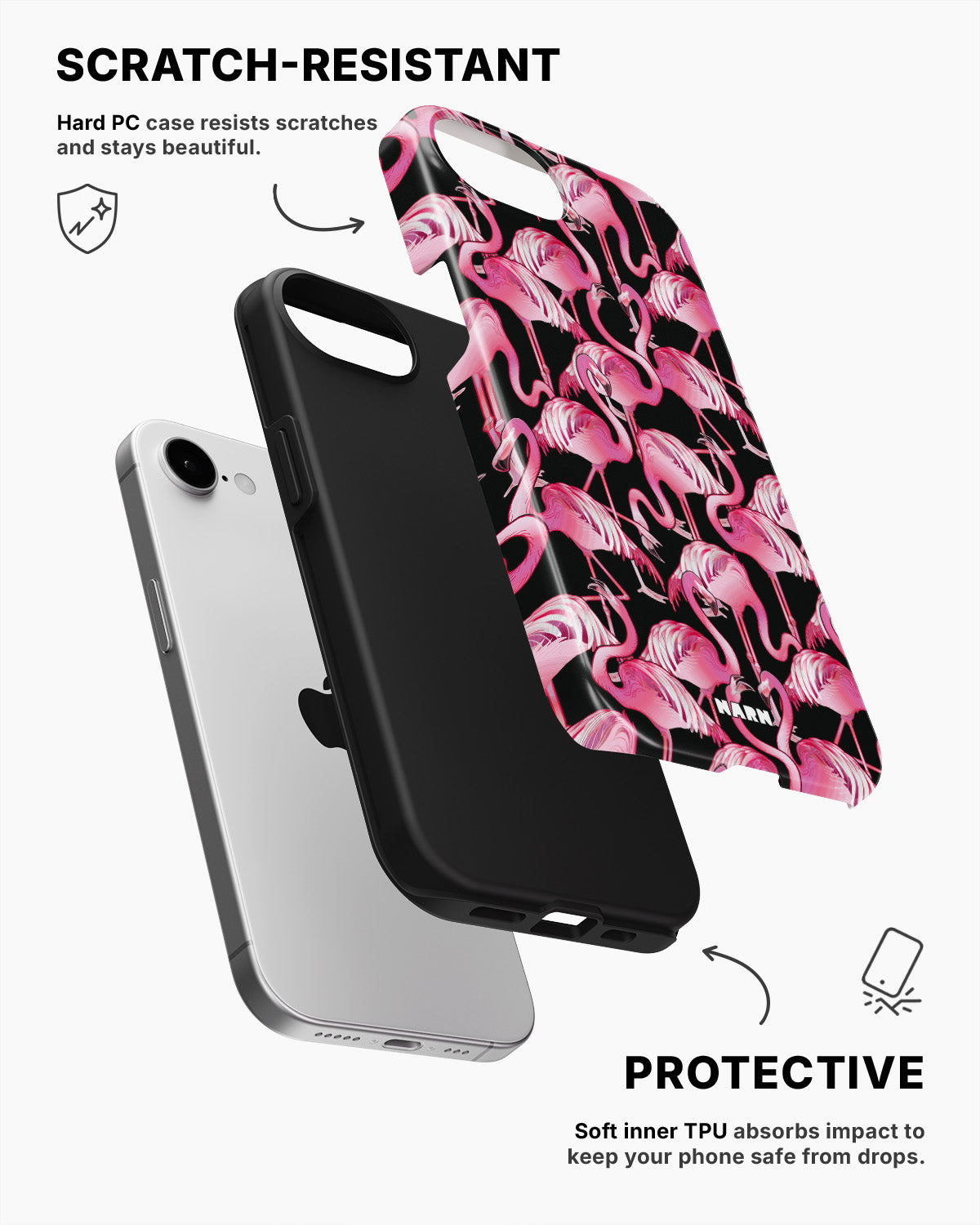 iPhone 16e Tough Case – Flamingos - View 2