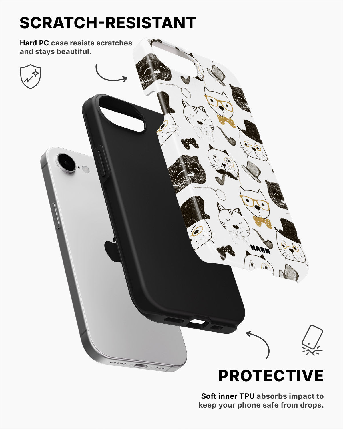 iPhone 16e Tough Case – Cartoon Cats - View 2