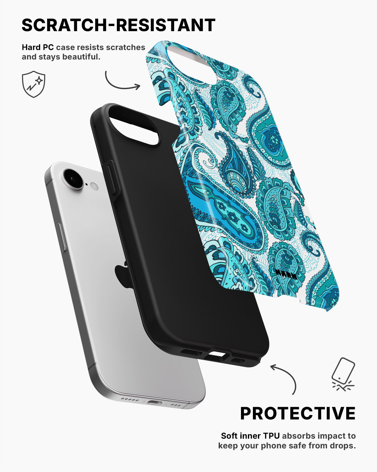 iPhone 16e Tough Case – Turquoise Paisley - View 2