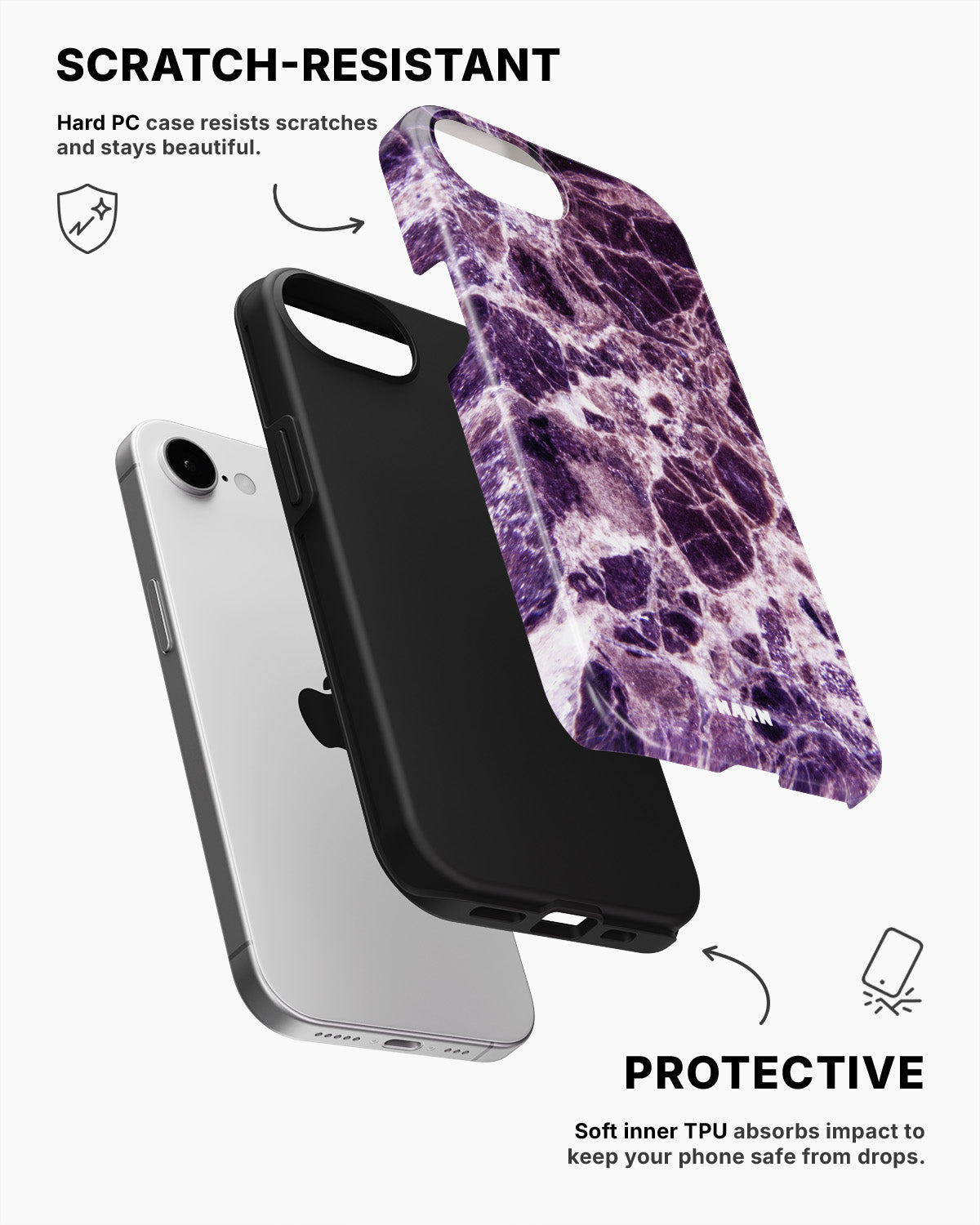 iPhone 16e Tough Case – Purple Marble - View 2