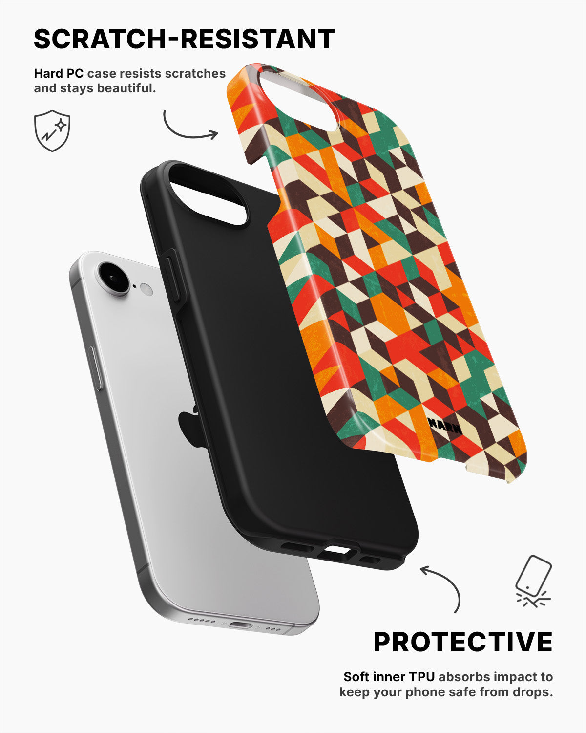 iPhone 16e Tough Case – Retro Geometric - View 2