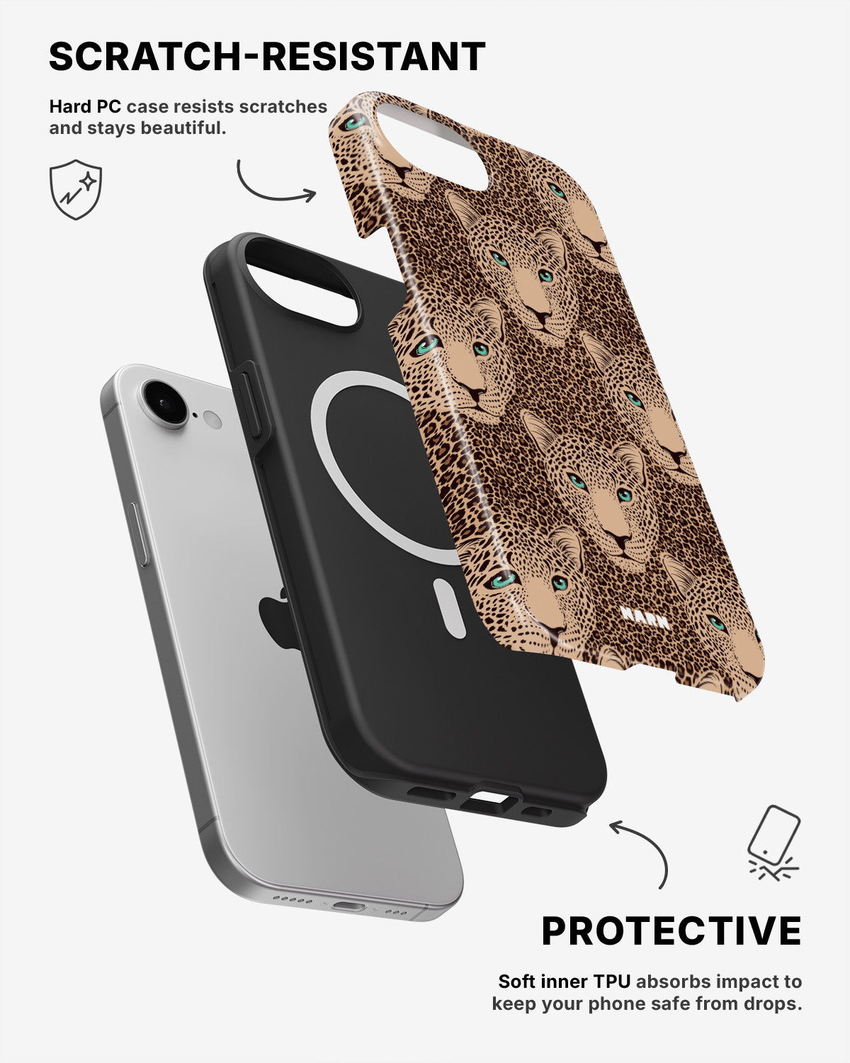 iPhone 16e Tough Case – Leopard Gaze - View 2