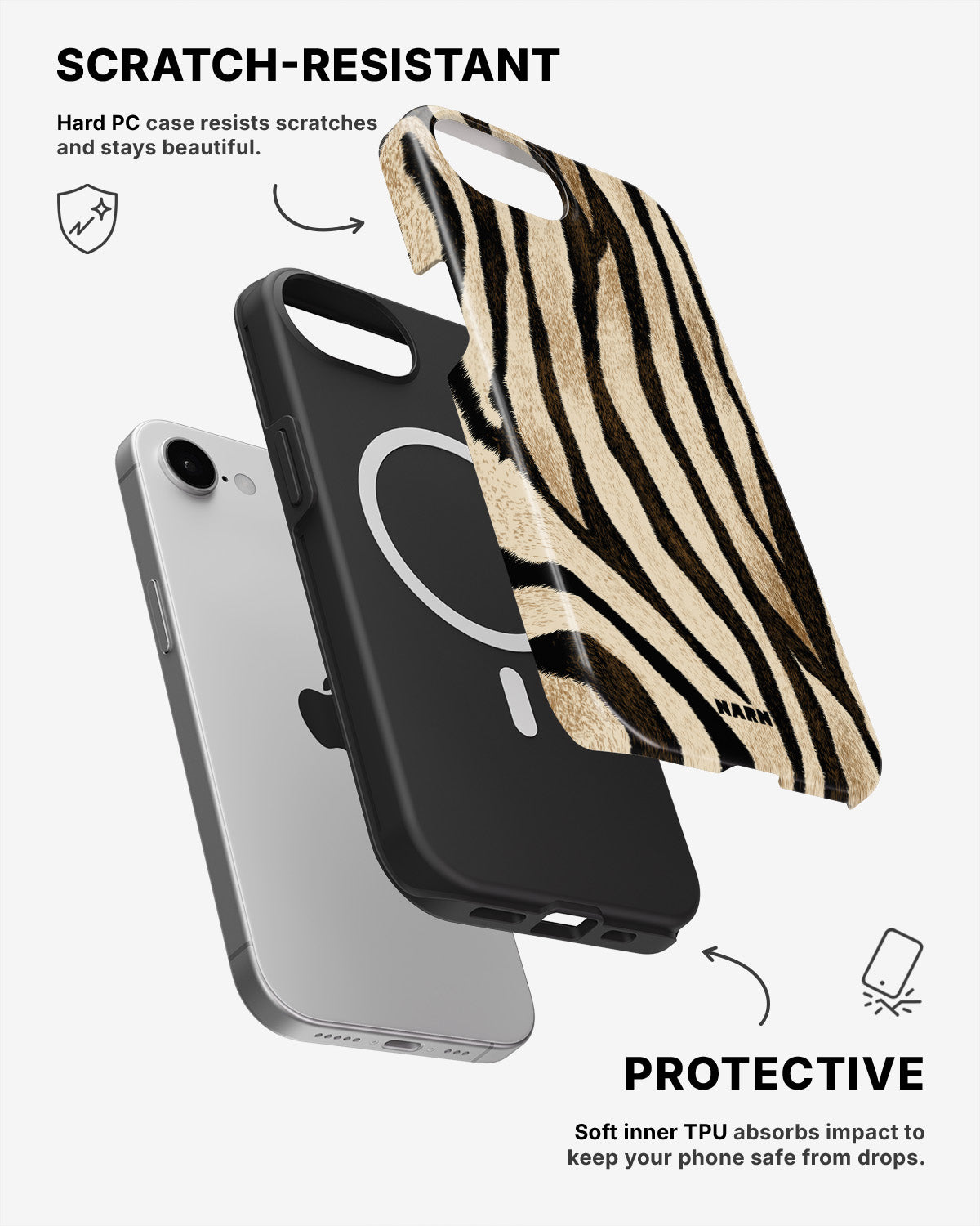 iPhone 16e Tough Case – Wild Zebra - View 2