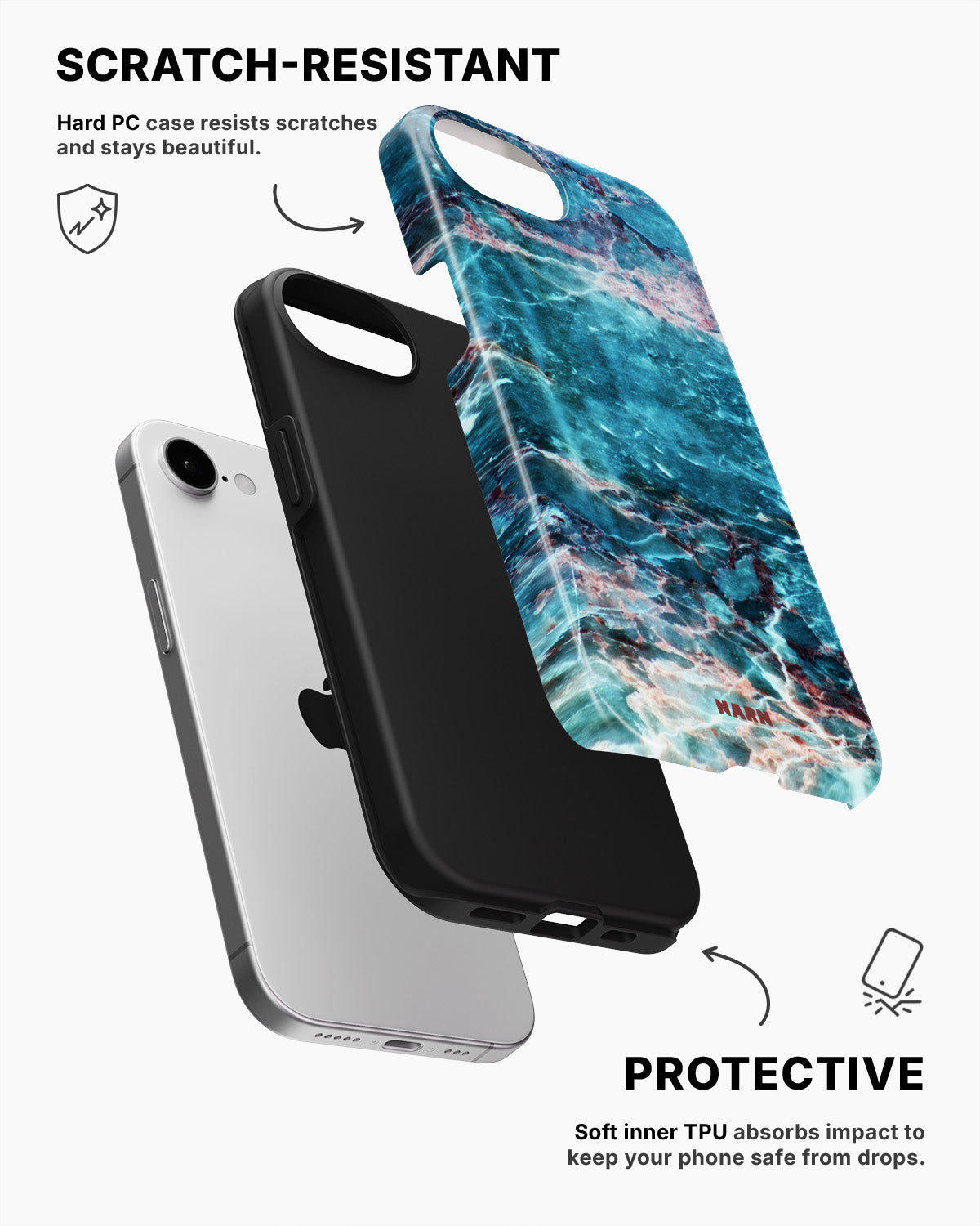 iPhone 16e Tough Case – Icy Marble - View 2