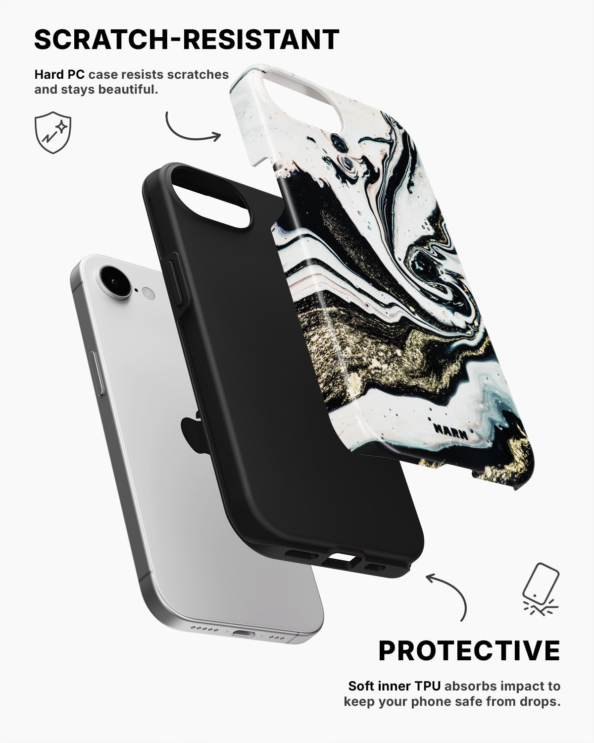 iPhone 16e Tough Case – Golden Swirl - View 2