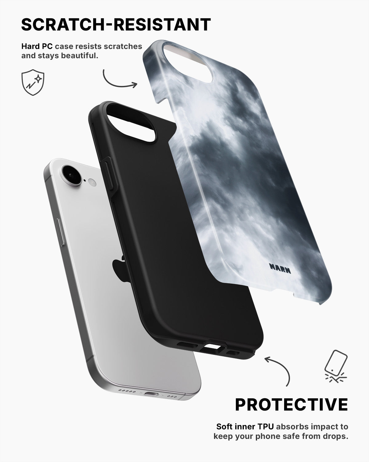 iPhone 16e Tough Case – Cloudy - View 2