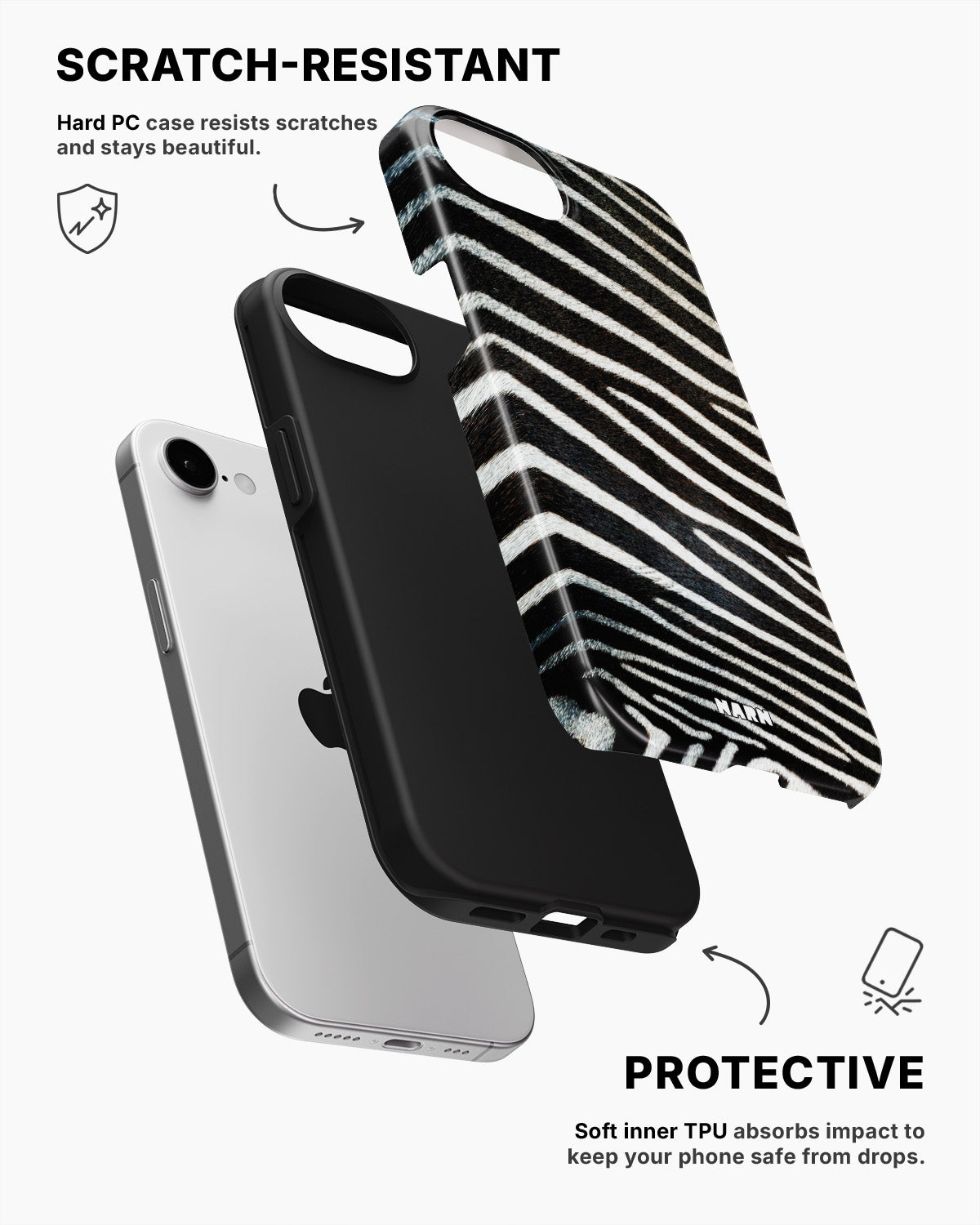 iPhone 16e Tough Case – Zebra Stripe - View 2