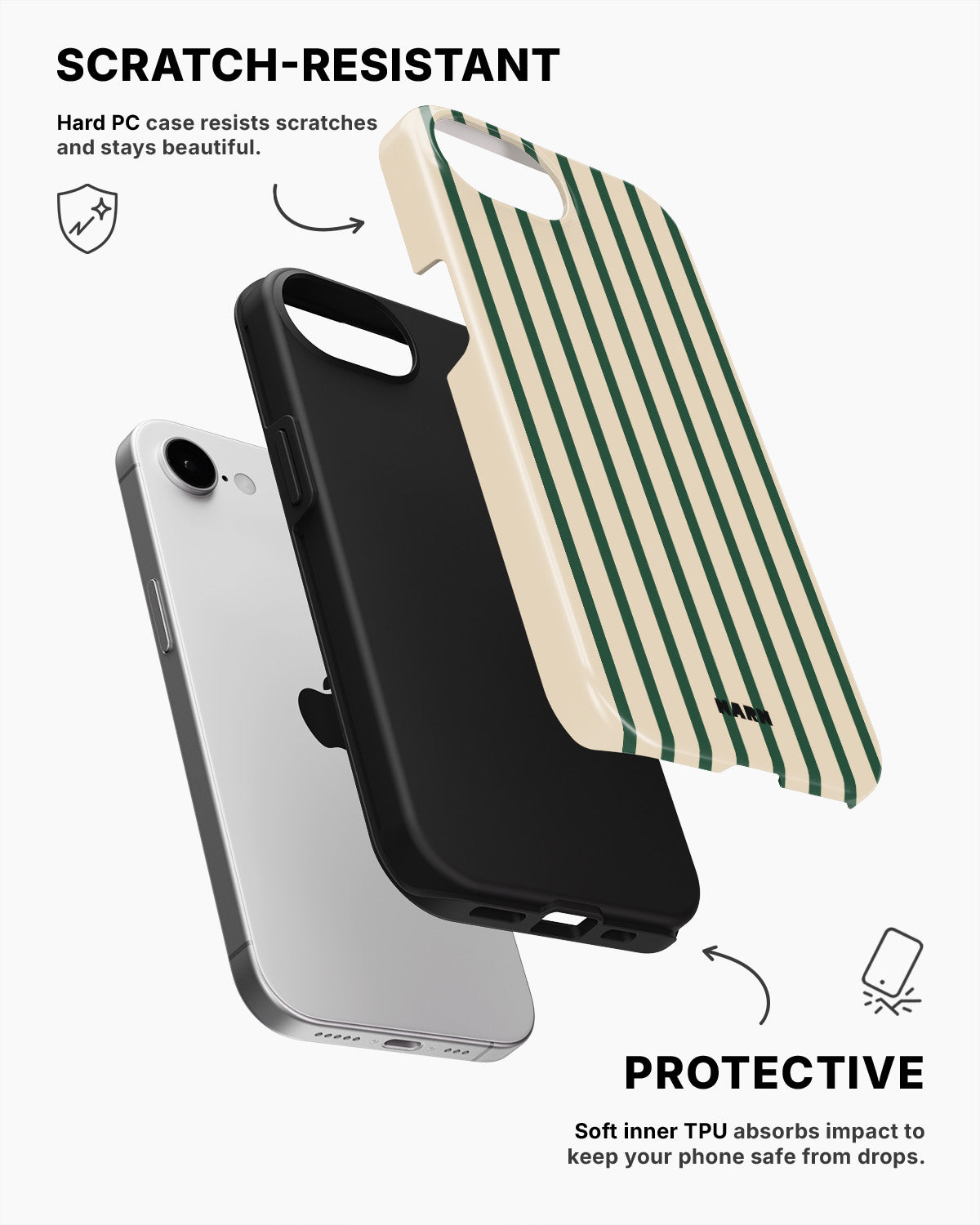 iPhone 16e Tough Case – Evergreen Stripe - View 2