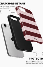iPhone 16e Tough Case – Cranberry Stripe - View 2