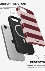 iPhone 16e Tough Case – Cranberry Stripe - View 2