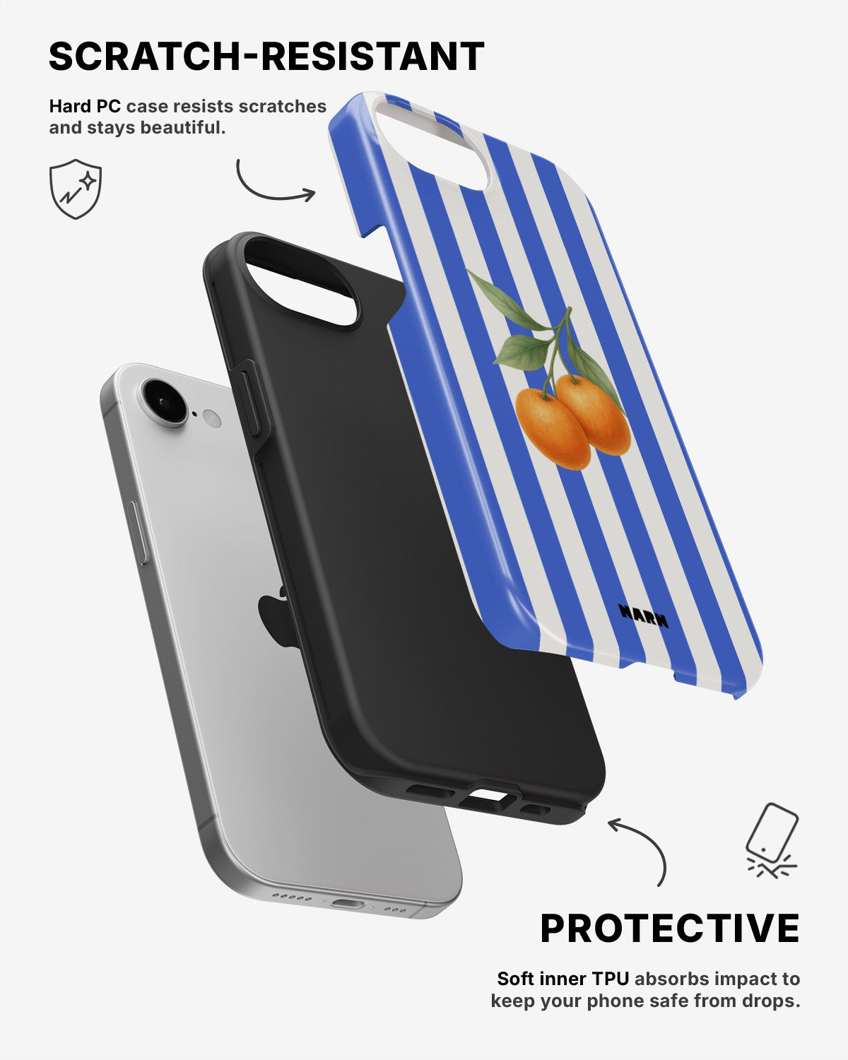 iPhone 16e Tough Case – Orange Stripes - View 2