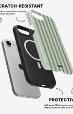 iPhone 16e Tough Case – Sage Stripes - View 2