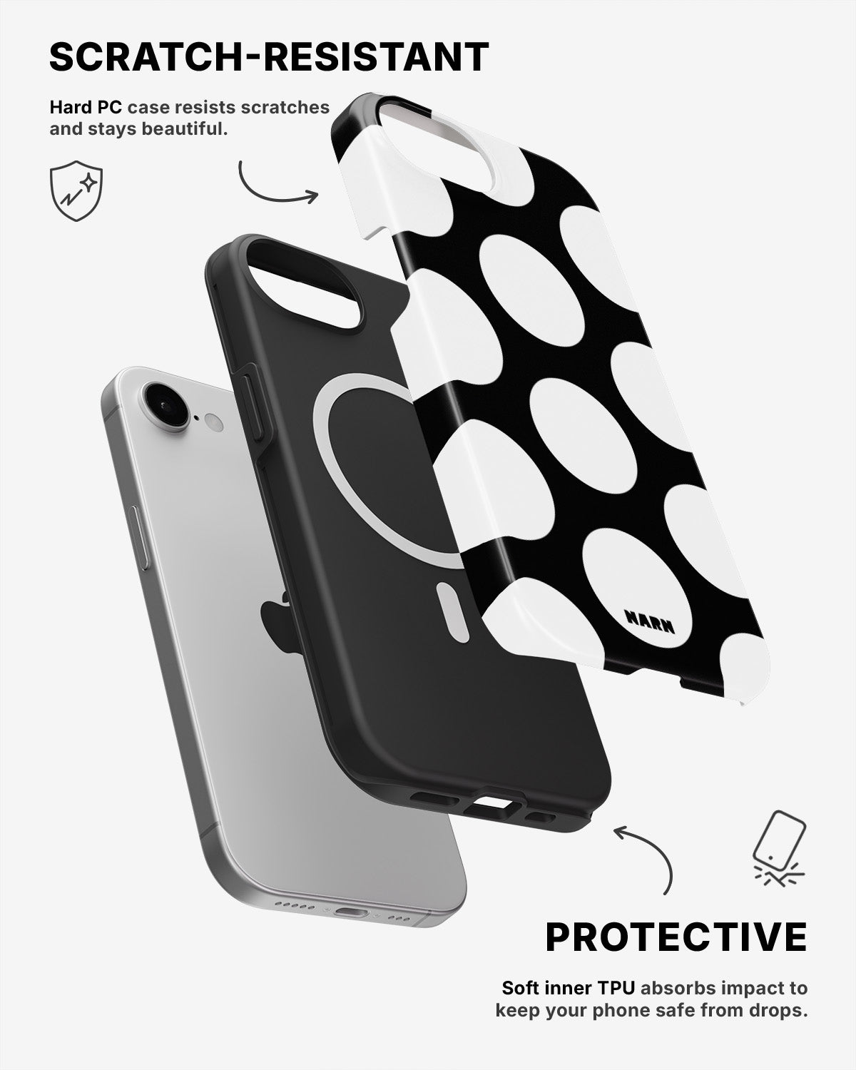 iPhone 16e Tough Case – Bold Dots - View 2