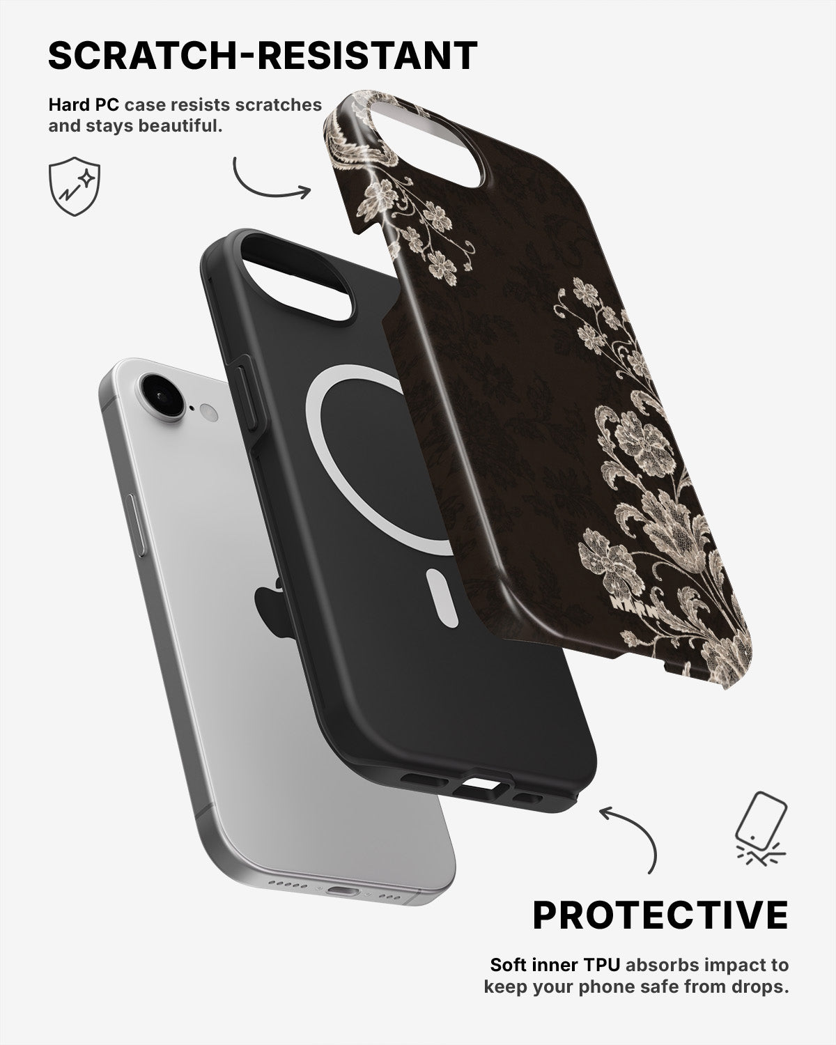 iPhone 16e Tough Case – Ivory Bloom - View 2