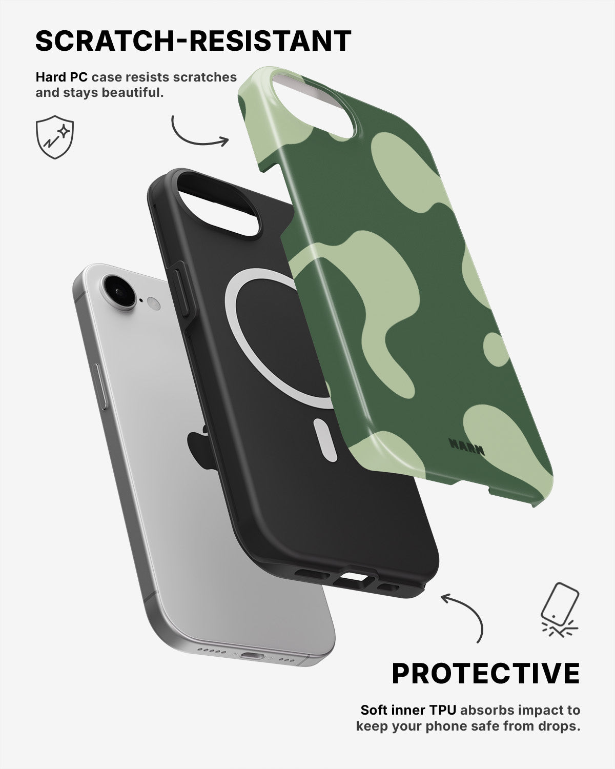 iPhone 16e Tough Case – Green Blend - View 2
