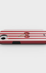 iPhone 16e Tough Case – Cherry Stripes - View 3