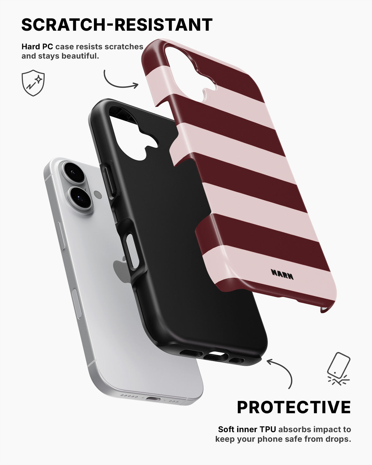 iPhone 17 Tough Case – Cranberry Stripe - View 2