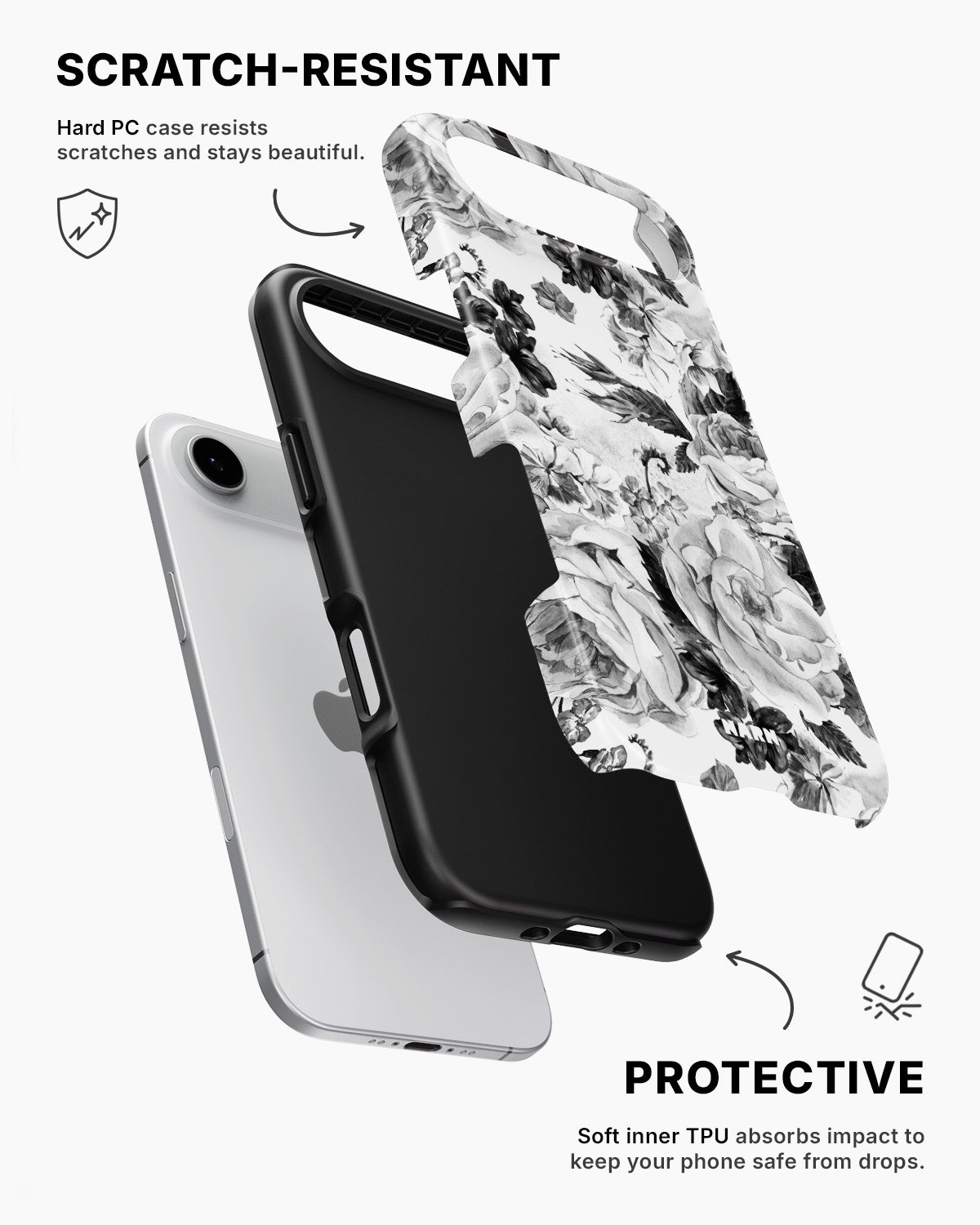 iPhone Air Tough Case – Black & White Bloom - View 2