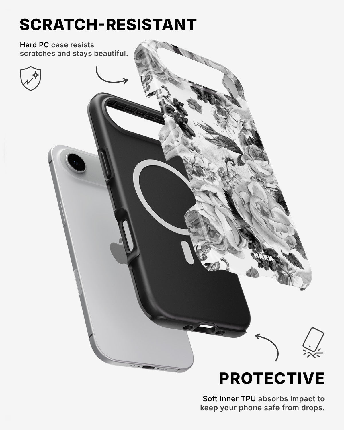 iPhone Air Tough Case – Black & White Bloom - View 2