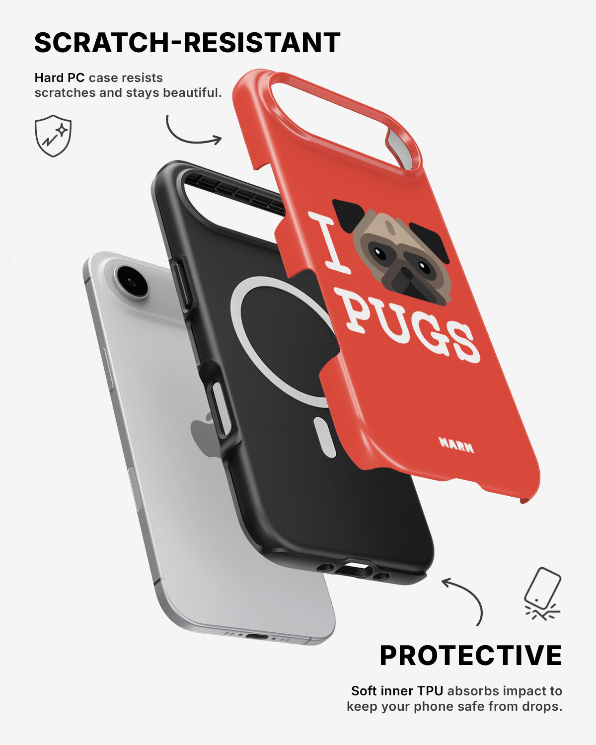 iPhone Air Tough Case – I Love Pugs - View 2