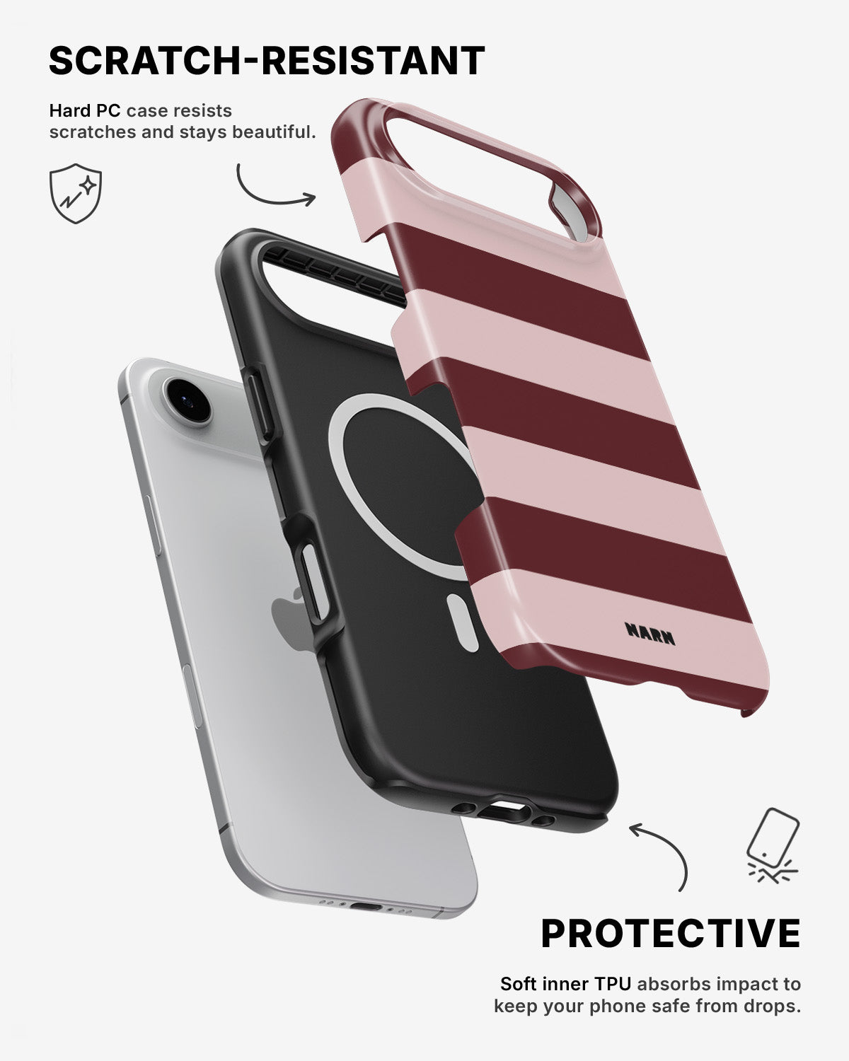 iPhone Air Tough Case – Cranberry Stripe - View 2