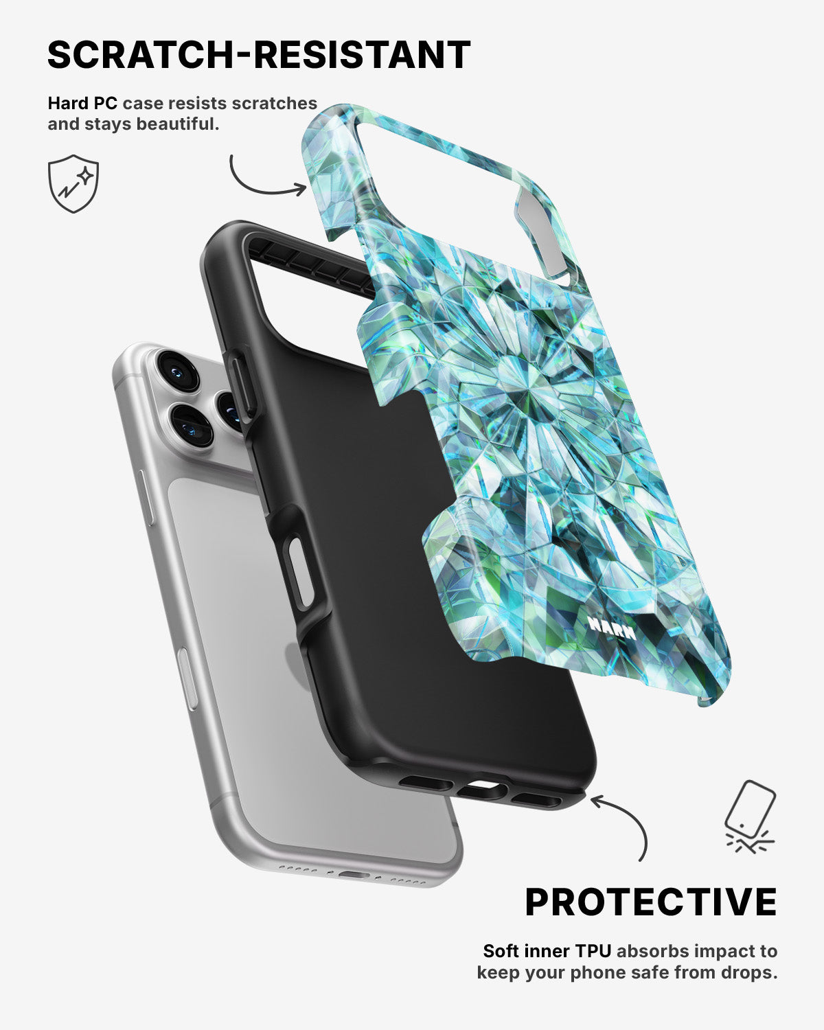 iPhone 17 Pro Tough Case – Green Crystals - View 2