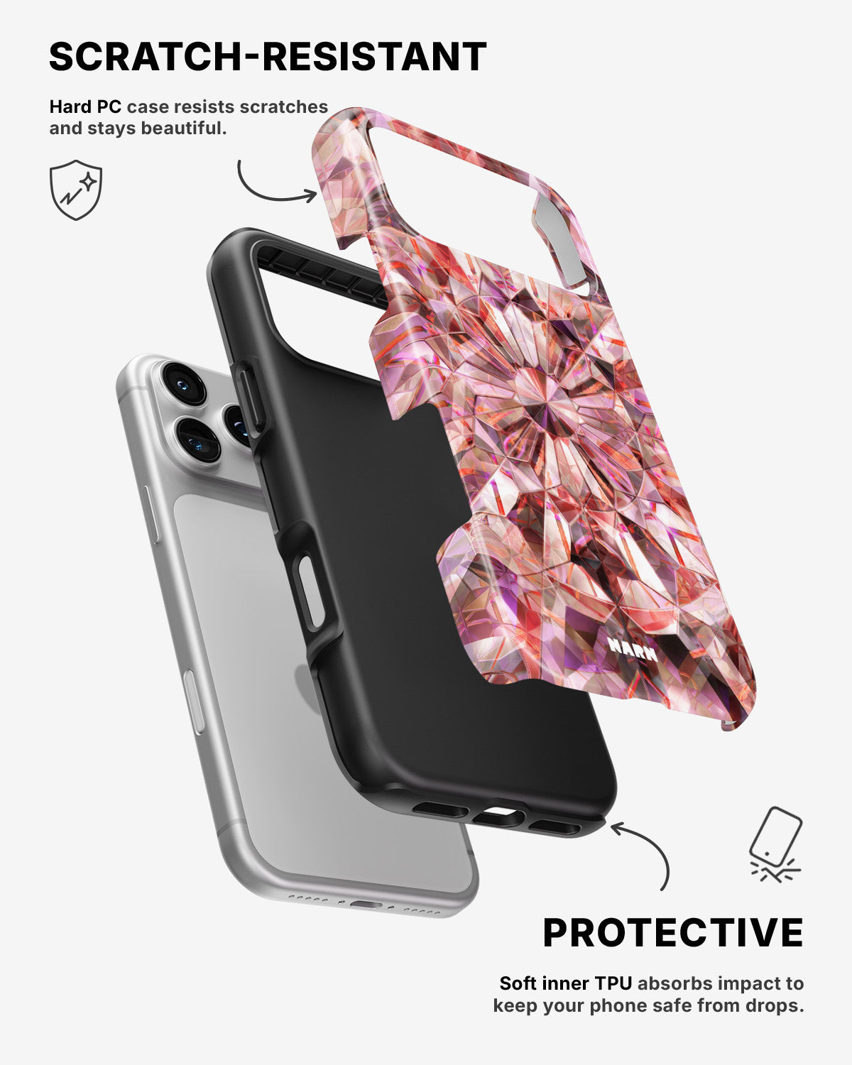 iPhone 17 Pro Tough Case – Pink Crystals - View 2