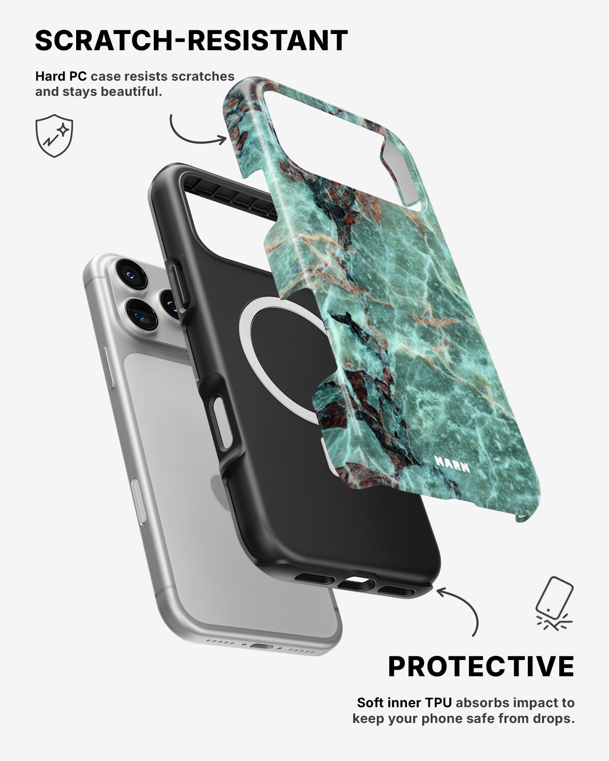 iPhone 17 Pro Tough Case – Green Marble - View 2