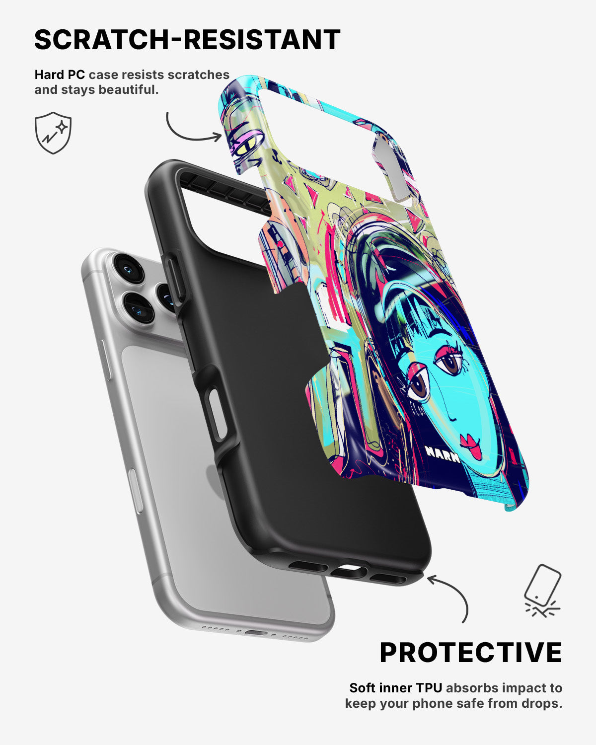 iPhone 17 Pro Tough Case – Abstract Cat - View 2