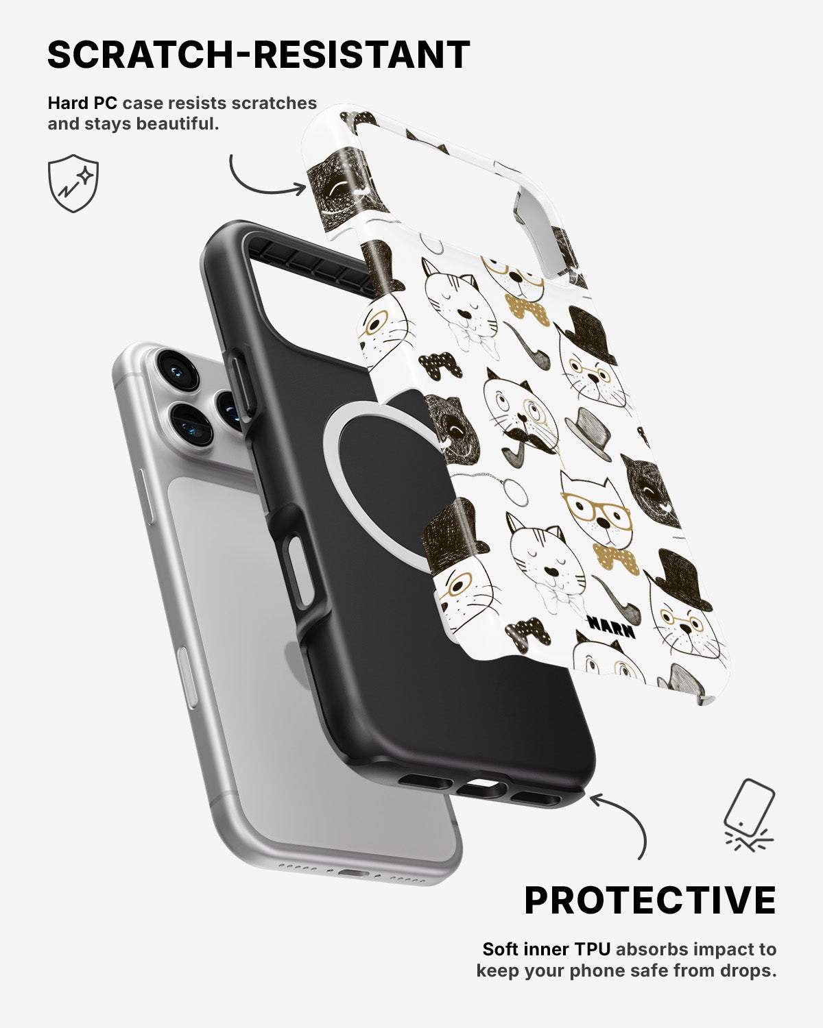 iPhone 17 Pro Tough Case – Cartoon Cats - View 2