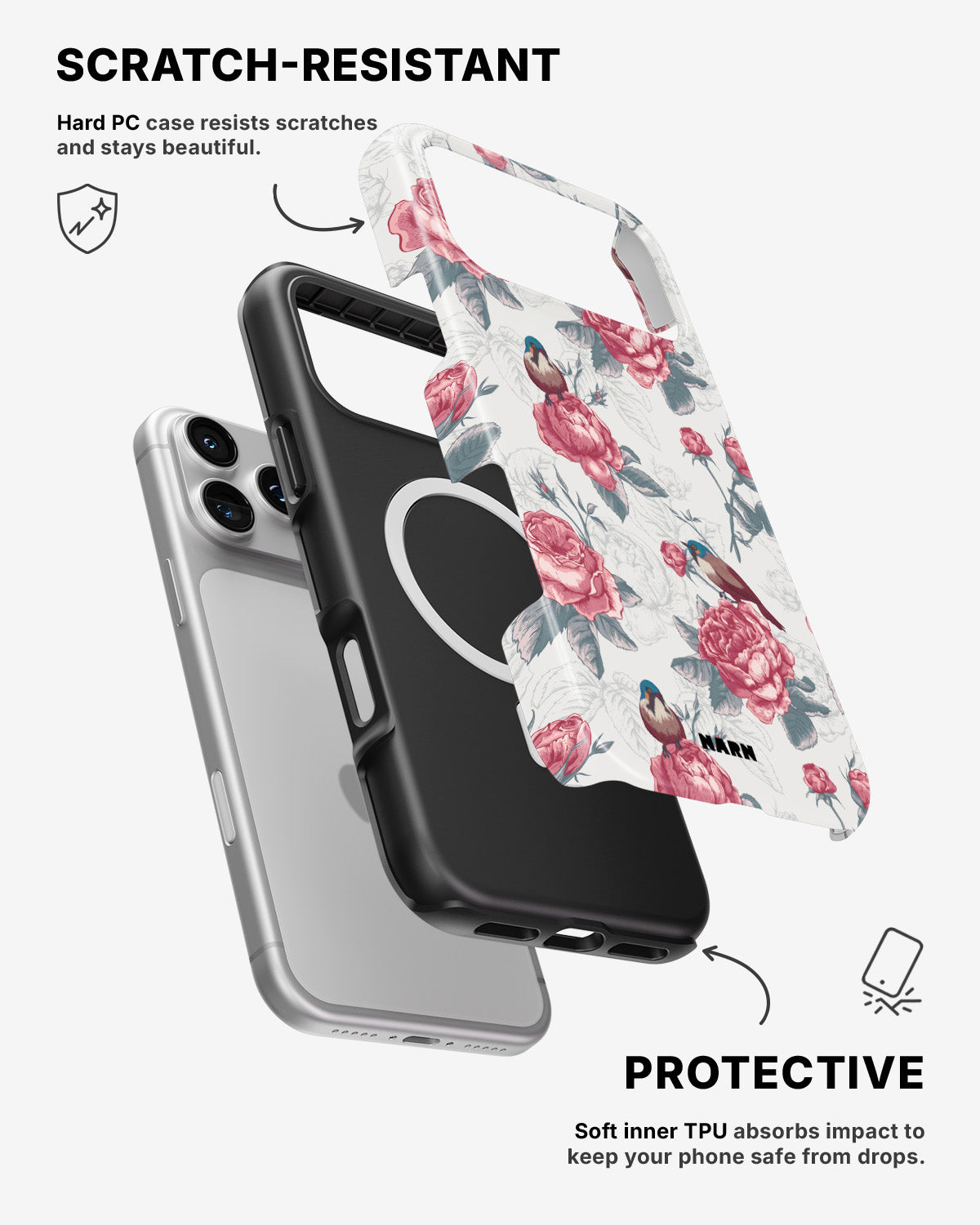 iPhone 17 Pro Tough Case – Birds Among Roses - View 2