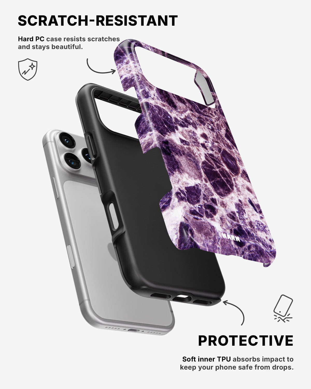 iPhone 17 Pro Tough Case – Purple Marble - View 2